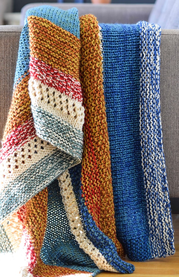 Scrap Knit Blanket Pattern Scrappiest Happiest Blanket Knitting Pattern Colorful Knit Blanket Pattern Stash Buster Knitting Pattern Etsy Canada