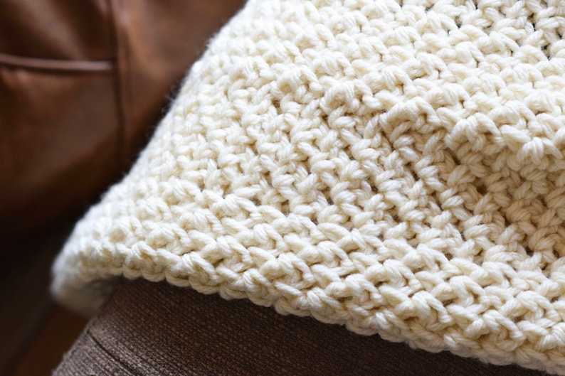 Alpenhaus Easy Crocheted Throw Blanket Pattern, Chunky Crochet Throw Blanket, Ripple Moss Stitch Blanket, Quick Crochet Blanket, Men, women image 3