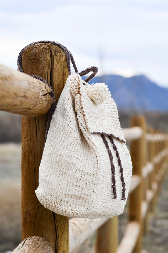 Backpack Knitting Pattern, Easy Drawstring Knit Bag Pattern, Straw-Like  Backpack Knitting Pattern, Cotton Bag Knit Pattern