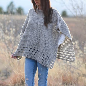 Alpaca Easy Crocheted Poncho Pattern, Taupe Poncho Pattern, Classic Crochet Poncho Pattern, Pretty Crocheted Poncho, Crocheted Top image 2