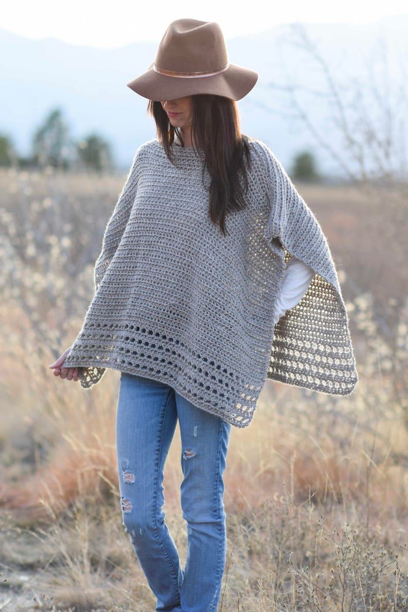 Alpaca Easy Crocheted Poncho Pattern, Taupe Poncho Pattern, Classic Crochet Poncho Pattern, Pretty Crocheted Poncho, Crocheted Top image 2