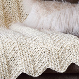 Alpenhaus Easy Crocheted Throw Blanket Pattern, Chunky Crochet Throw Blanket, Ripple Moss Stitch Blanket, Quick Crochet Blanket, Men, women image 5