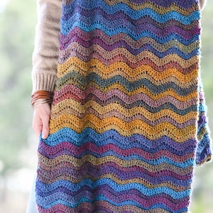 Rolling Hills Throw Blanket Crochet Pattern, Striped Crochet Blanket Pattern, Rustic Throw Blanket, Colorful Blanket Pattern, Ripple,Chevron image 3