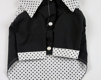 Dapper Dog Dress Shirt, Polka Dot Collar, Pet Clothing