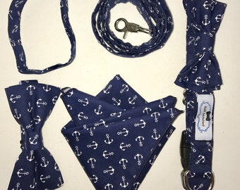Anchor Print Matching Dog and Human Bow Tie Set, Cotton