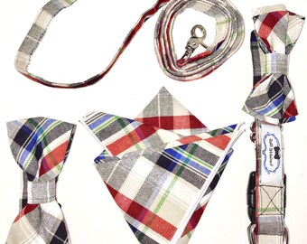 Plaid Cotton Buddy Bow Tie Set, Matching Dog and Owner