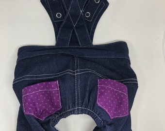 Denim Dog Overalls, Puppy Jeans, Pet Clothing