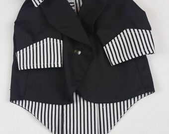 Black/White Pinstripe Dog Tuxedo, Pet Wedding Outfit