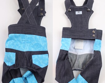Denim Dog Overalls, Puppy Jeans, Pet Outerwear