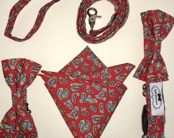 Matching Paisley Dog and Human Bow Tie Set, Cotton Pet Accessories