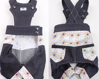 Denim Dog Overalls, Handmade Puppy Jeans, Pet Outerwear