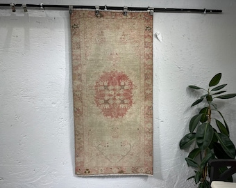Handmade Vintage Turkish Oushak Rug: Farmhouse Kitchen Decor