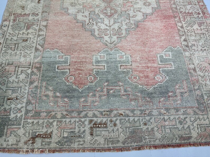 Pastel Patterned Rug Pastel Oushak Rug: 3x5 Vintage Turkish Wool Rug - Etsy UK
