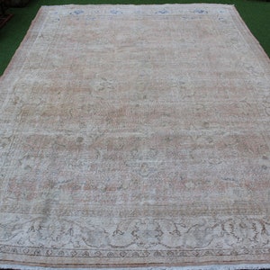 Large Vintage Oushak Turkish Rug 8x10: Handmade Wool Area Rug