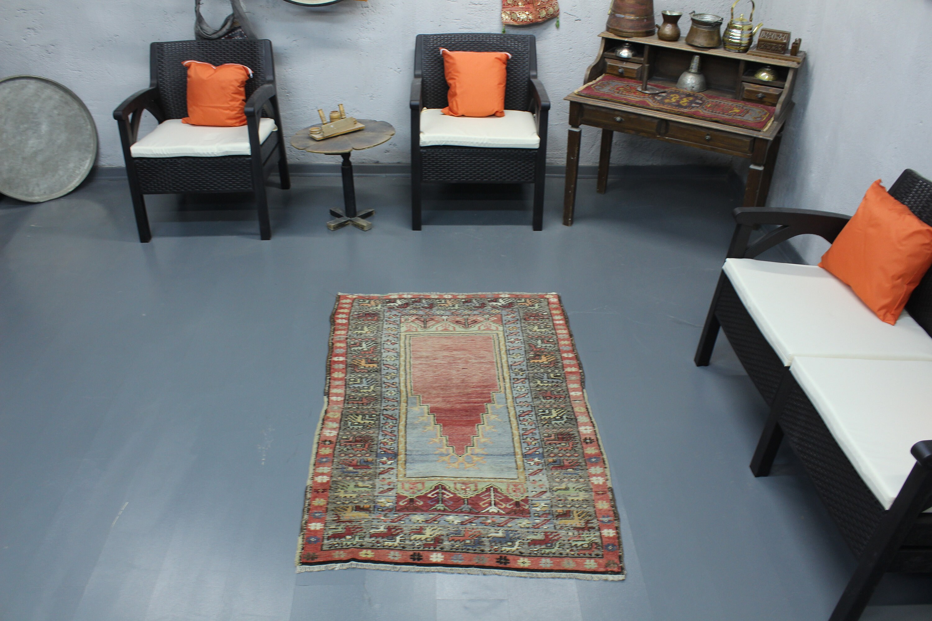 ヴィンテージ トルコウール キリム ランナー：ハンドメイド トライバル