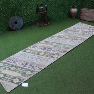 Vintage Turkish Area Rug, Handmade Wool Kilim Runner, Bohemian Tribal Design, Antique Blue Turkish Rug, Unique Boho Decor-No 2458