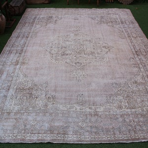 Large Turkish Rug, Large Vintage Rug, 8x10 Turkish Rug, Large Oushak Rug, Large Area Rug, Pink Turkish Rug, 8x10 Oushak Rug, Wool Rug, N4901