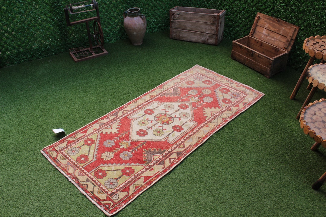 Vintage Turkish Area Rug Handmade Wool Kilim Runner Bohemian Etsy