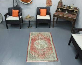 Vintage Red Turkish Wool Runner Rug: Handmade Kilim, Tribal Boho Decor