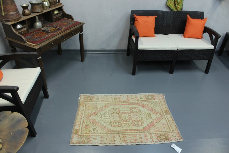 Small Turkish Rug, Vintage Rug 3x4, Kitchen Rug, Bedroom Rug, Entrway