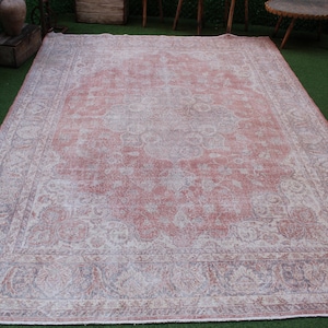 Large Turkish Rug, Red Oushak Rug, Large Vintage Rug, Large Area Rug, Vintage Rug Oushak, 8x10 Oushak Rug, 8x10 Turkish Rug, No 4629