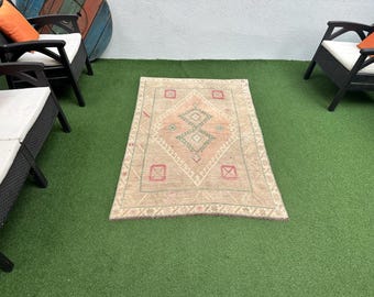 Antique Turkish Oushak Rug: 4x6 Wool Farmhouse Rug