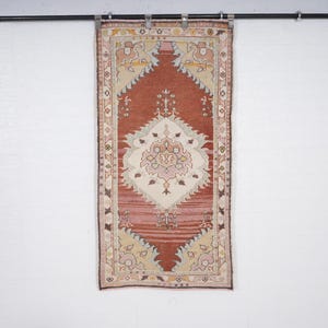 Small Vintage Turkish Oushak Rug: 2&#39;9&quot; x 5&#39;4&quot; Handwoven Wool Rug