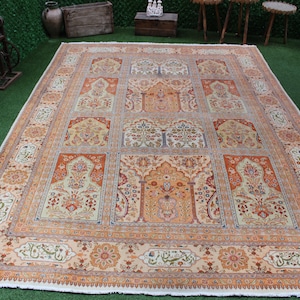 Vintage Large Oushak Rug, 8x10 Turkish Rug, Pastel Oushak Rug, 8x10 Vintage Rug, Handmade Home Decor, Turkish Area Rug, No 4108
