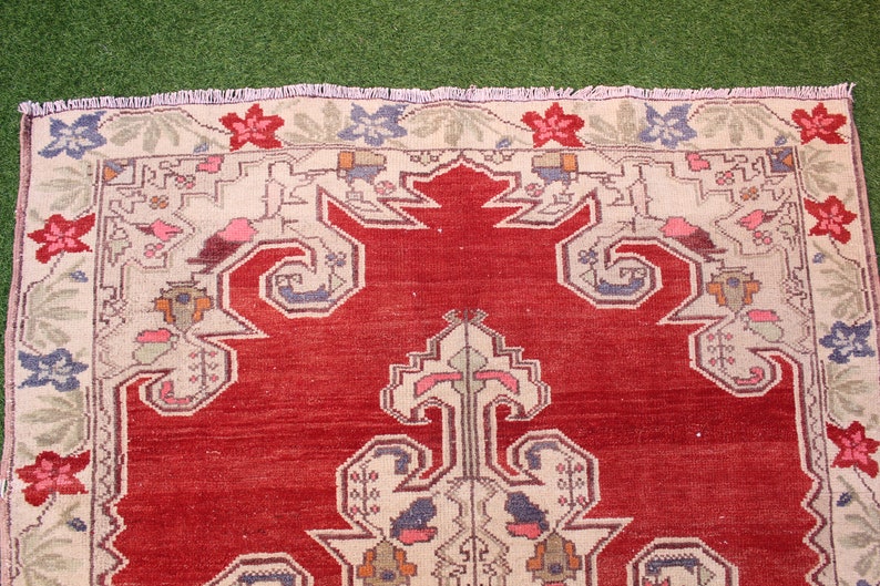 Vintage Turkish Area Rug, Handmade Wool Kilim Runner, Bohemian Tribal