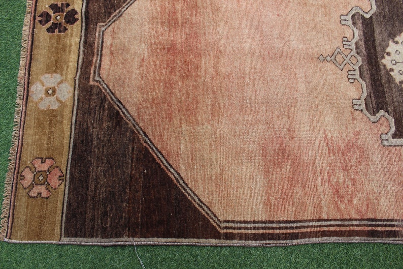 Long Oushak Runner, Turksh Runner Rug, Pink Oushak Runner, 14 Foot