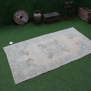 Vintage Turkish Area Rug, Handmade Wool Kilim Runner, Bohemian Tribal Design, Antique Beige Turkish Rug, Unique Boho Decor-No 2700