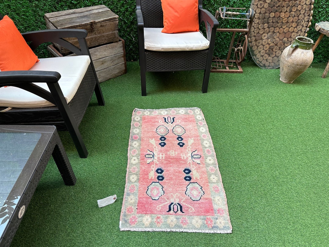 Small Rug 2x3, Pink Turkish Rug, Door Mat Rug, Small Oushak Rug, Small ...