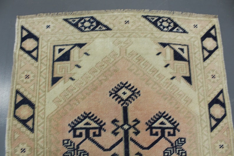 Small Turkish Rug, Blue Turkish Rug, Door Mat Rug, Bedroom Rug, Hand