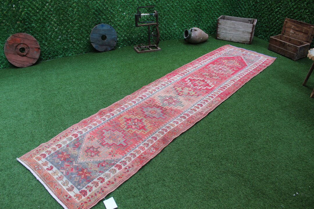 Vintage Turkish Area Rug, Handmade Wool Kilim Runner, Bohemian Tribal
