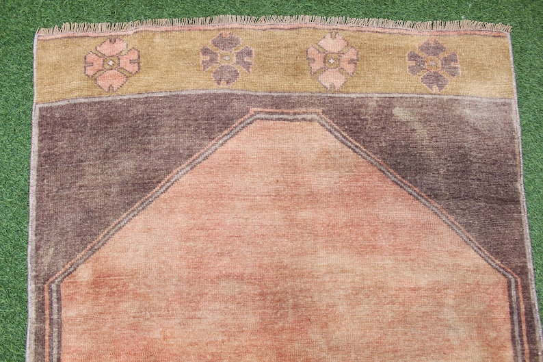 Long Oushak Runner, Turksh Runner Rug, Pink Oushak Runner, 14 Foot