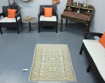 【新品】トルコ ウシャク産 キリム ラグ ウール 115×177cm カーペット ブルーのウシャク産トルコ絨毯 3x5、小型ウール手織り絨毯 - Etsy 日本