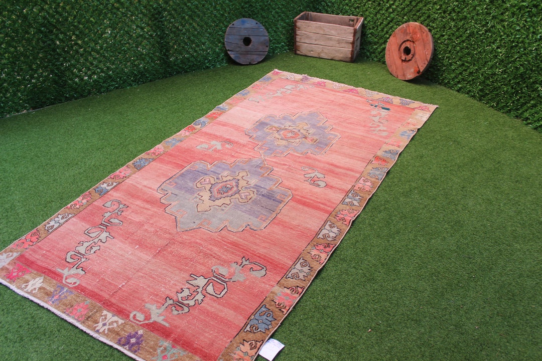 Vintage Turkish Area Rug, Handmade Wool Kilim Runner, Bohemian Tribal