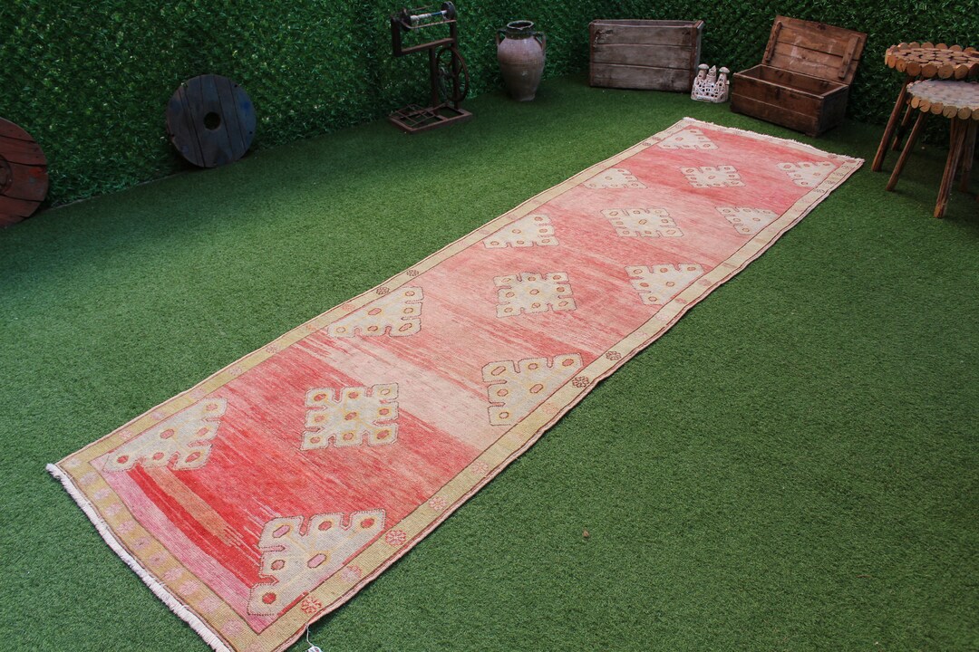 Vintage Turkish Area Rug, Handmade Wool Kilim Runner, Bohemian Tribal ...