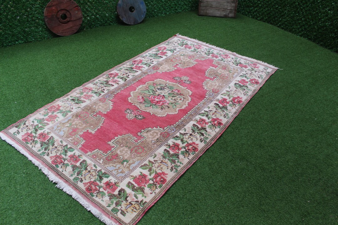 Vintage Turkish Area Rug, Handmade Wool Kilim Runner, Bohemian Tribal