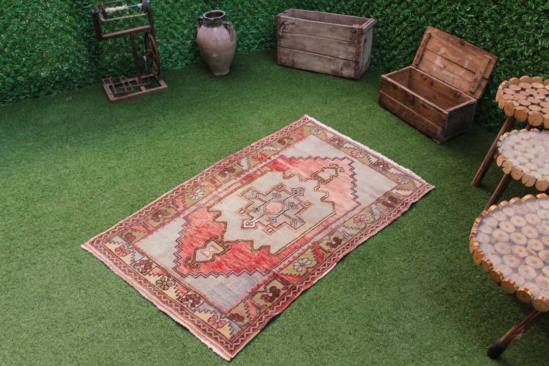 Vintage Turkish Area Rug Handmade Wool Kilim Runner Bohemian Etsy