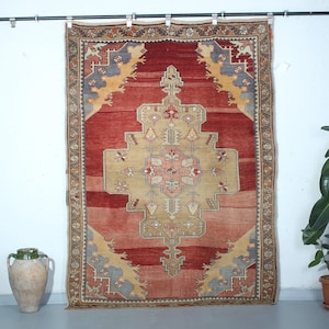 Vintage Turkish Area Rug, Handmade Wool Kilim Runner, Bohemian Tribal Design, Antique Green Turkish Rug, Unique Boho Decor-No 1762