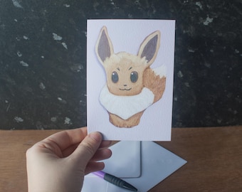 Eevee Pokemon Inspired Greetings Card