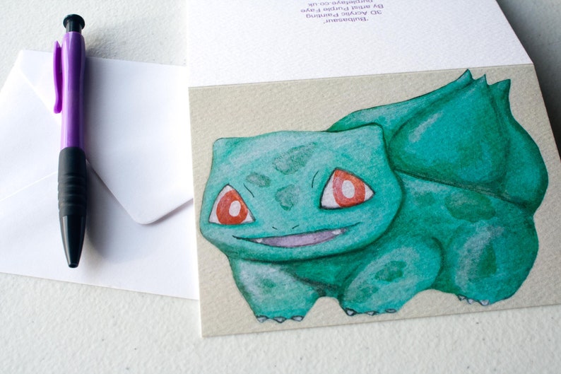 Bulbasaur Pokemon Inspired Greetings Card image 4