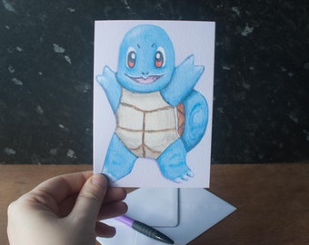 Squirtle Pokemon Inspired Greetings Card