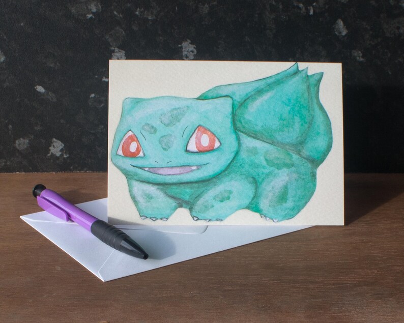 Bulbasaur Pokemon Inspired Greetings Card image 2