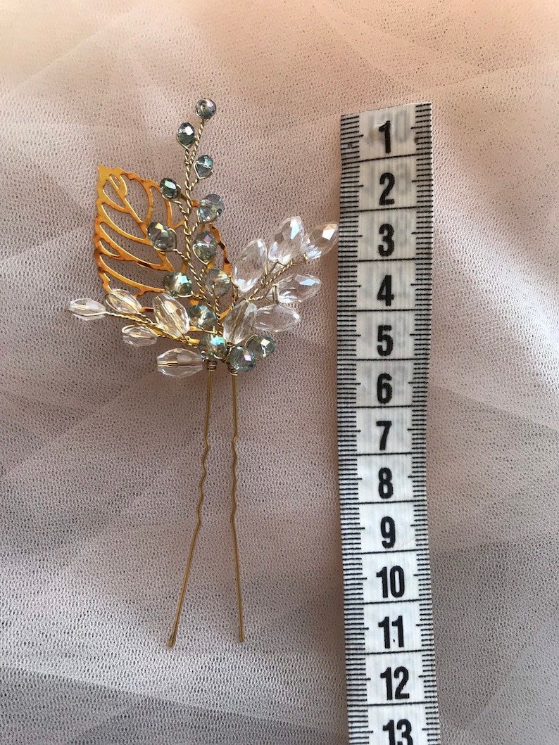 Wedding Hair Pins Bridal Crystal Hair Pins Golden Hair Etsy