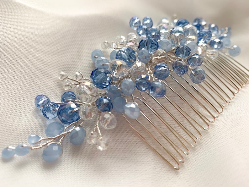 hair accessory wedding hair piece wedding hair comb blue hair comb Bridal headpiece Bridal hair comb