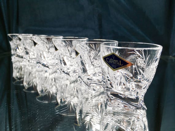 Crystal Glass Set Of 6 Vodka Whiskey 2 Oz Shot Glass Hand Cut Bohemia Vintage European Design Czech Crystal Glass Crystal Glass Set Of 6 Vodka Whiskey 2 Oz Shot Glass Hand Cut Bohemia Vintage European Design Czech Crystal Glass