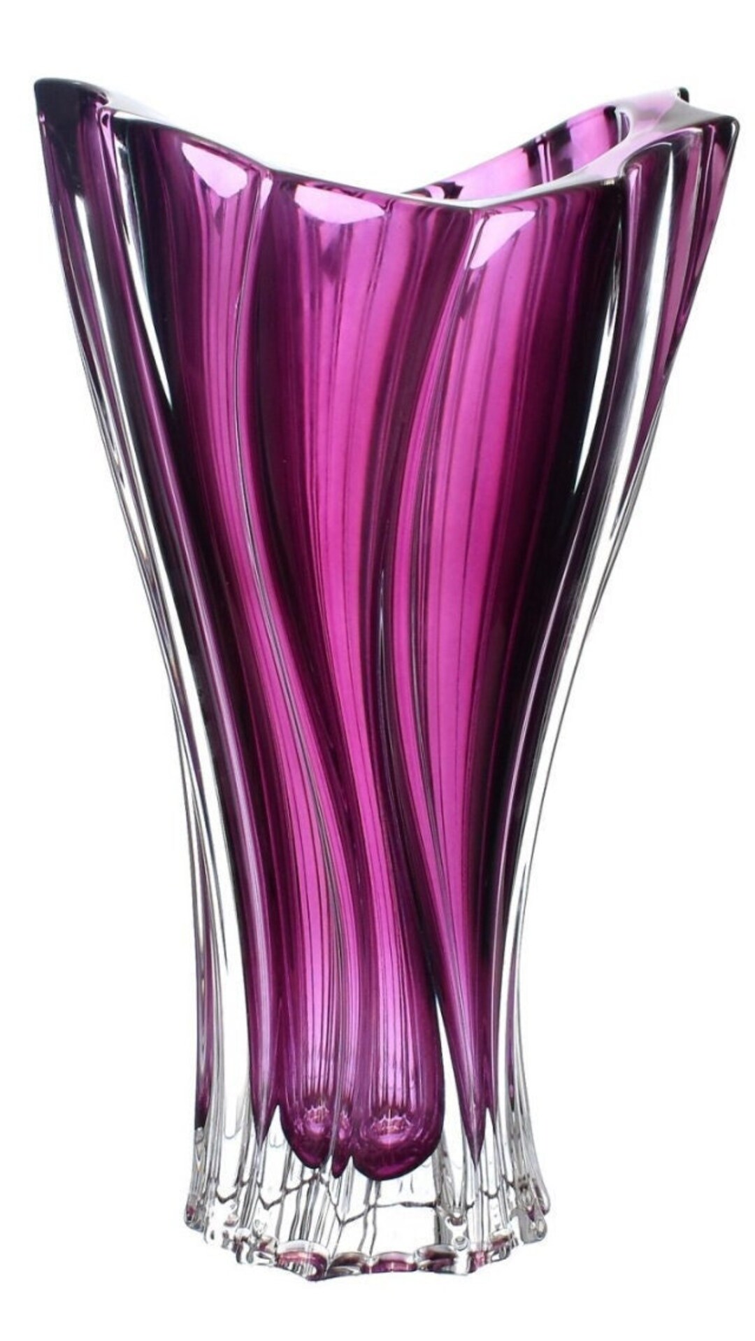 Purple VASE 12 Flower Vase Bohemia Crystal Czech Glass Etsy