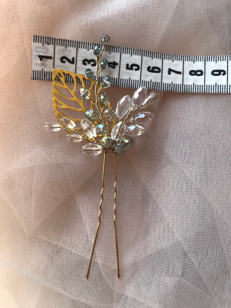 Wedding Hair Pins Bridal Crystal Hair Pins Golden Hair Etsy